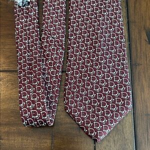 Christian Dior Red Trotter Monogram Logo Tie